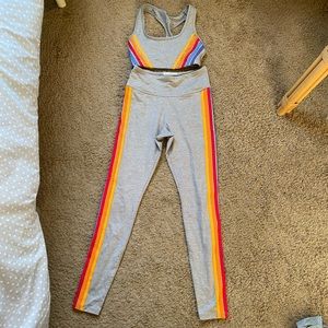 Pride🌈 striped Sports bra and leggings athleisure set